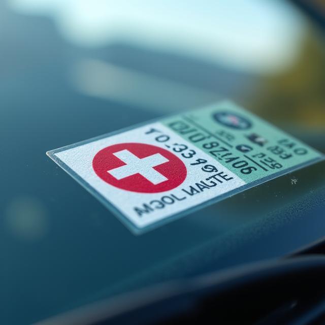 A close-up shot of the current Swiss motorway vignette sticker.
